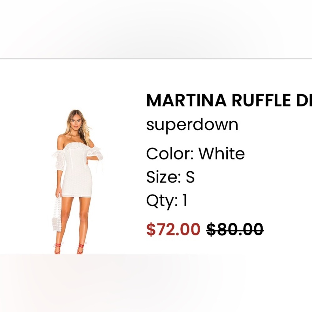 Superdown white ruffle dress. Size Small. Purchased on Revolve website.